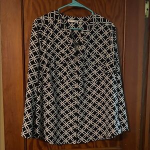 Chic Black and White Geometric Button Down Shirt
